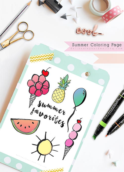 Summer Favorites Coloring Page
