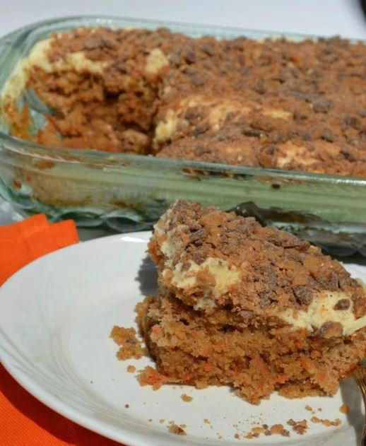 Carrot Butterscotch Toffee Poke Cake