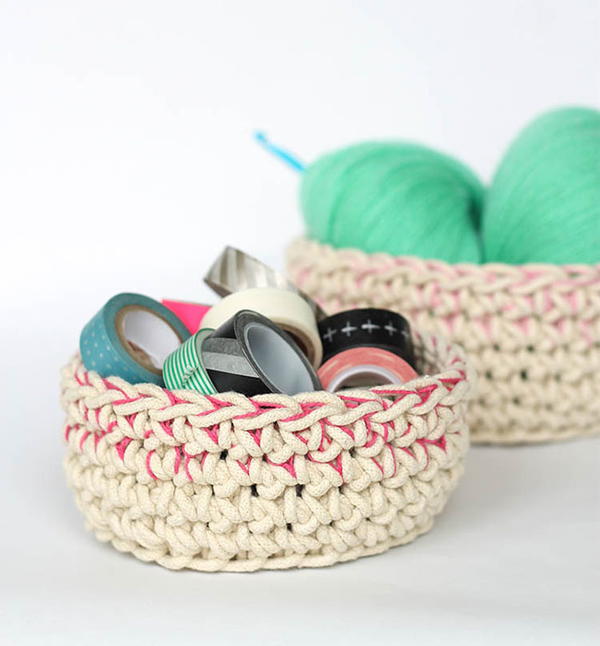 Color Block Crochet Basket
