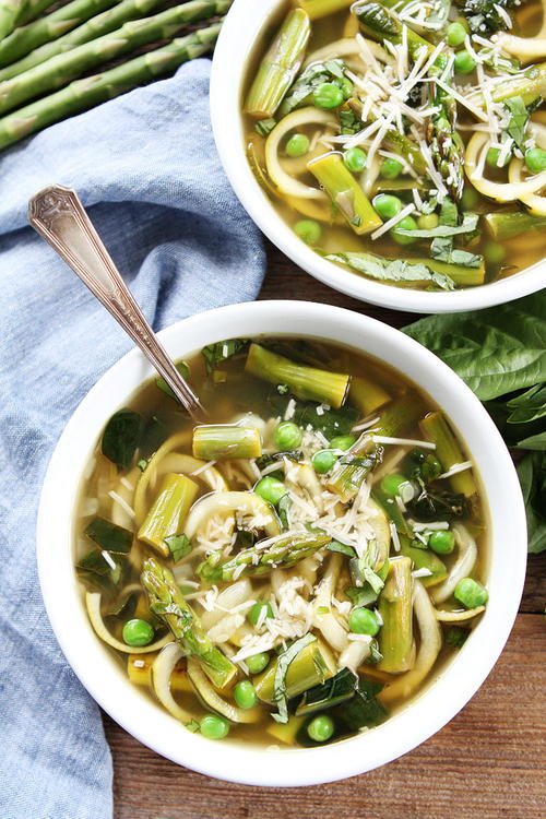 Spring Vegetable Zucchini Noodle Soup