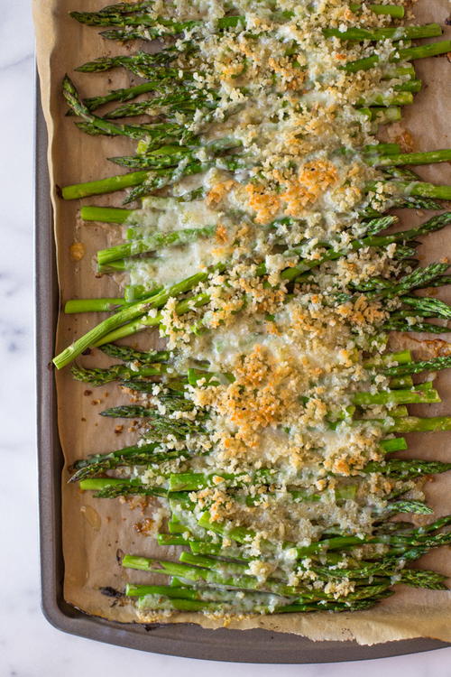Roasted Asparagus with Panko and Gruyere