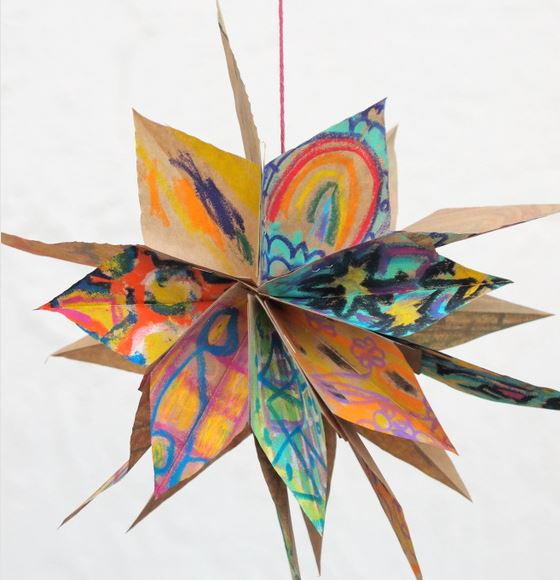 Colorful Paper Bag Star DIY Ornament