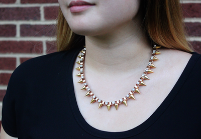 Crystal Studded Box Chain Necklace