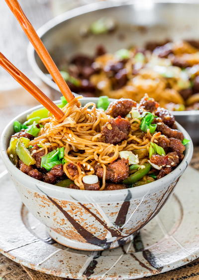 Mongolian Beef Ramen Noodles