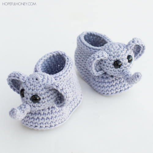 Ellie The Elephant Crochet Baby Booties