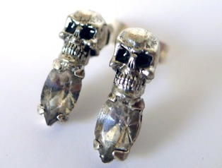 Spooky Skull and Crystal DIY Earrings