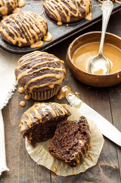 Double Chocolate Muffins with Coffee Glaze