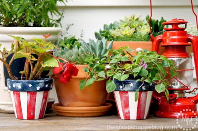 DIY Star Spangled Flower Pots