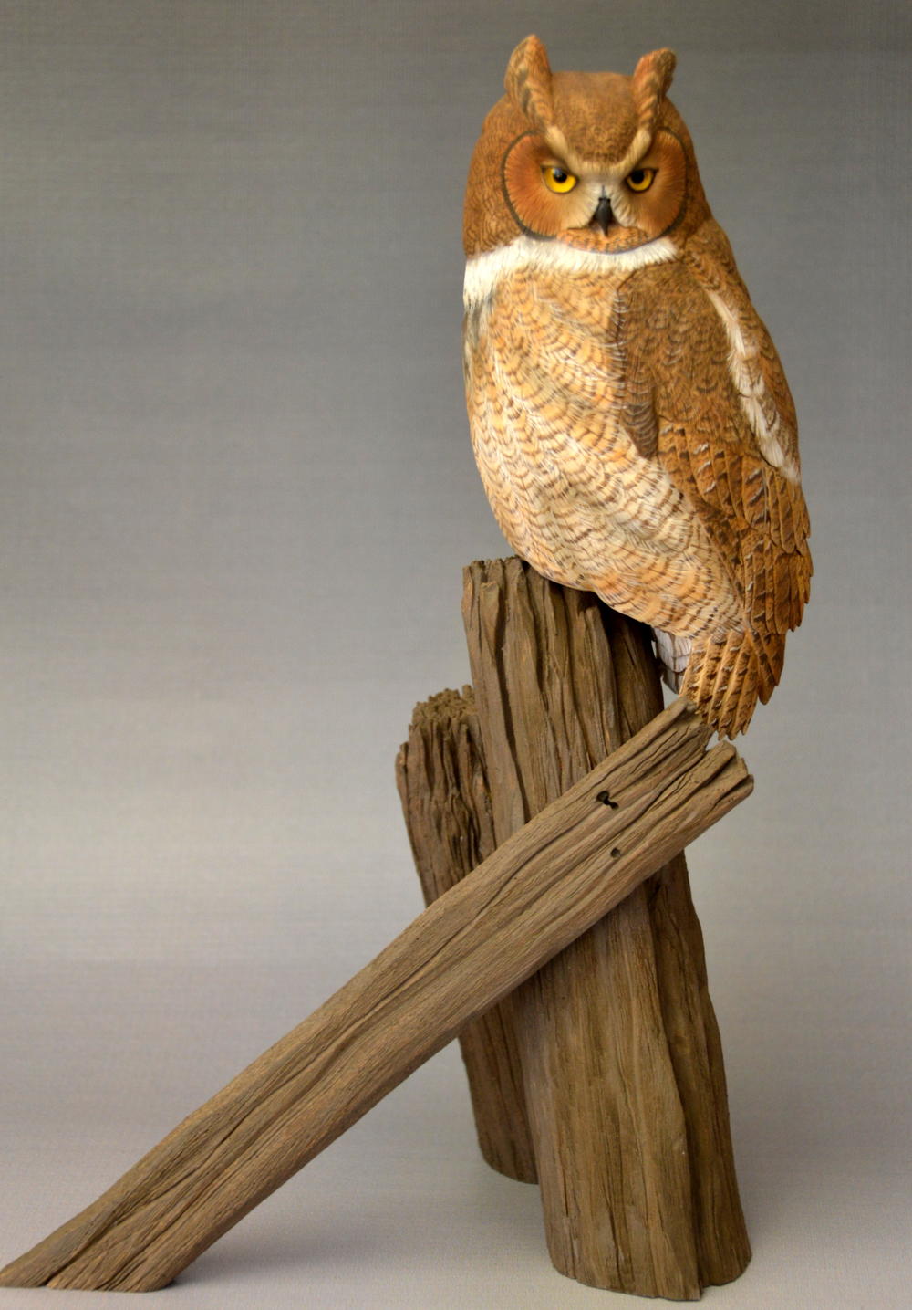 The Great Horned Owl in Miniature Carving