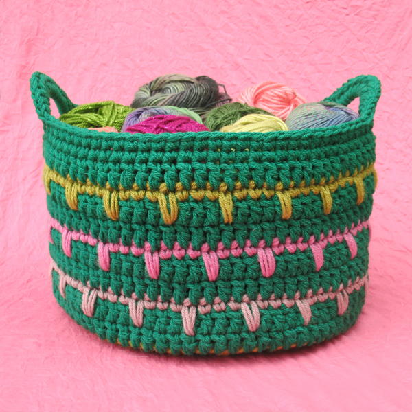 Spiky Stripey Crochet Basket