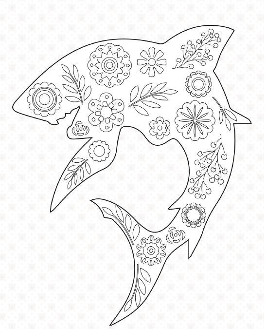 Floral Shark Coloring Page FaveCraftscom