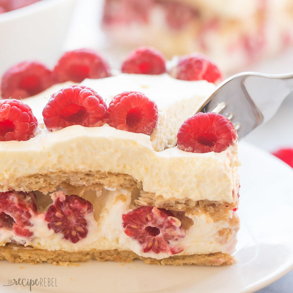No Bake Lemon Raspberry Icebox Cake | FaveSouthernRecipes.com