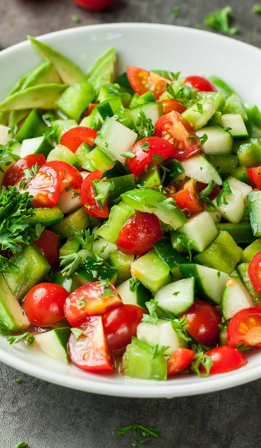 Tomato, Cucumber, and Avocado Salad | FaveHealthyRecipes.com
