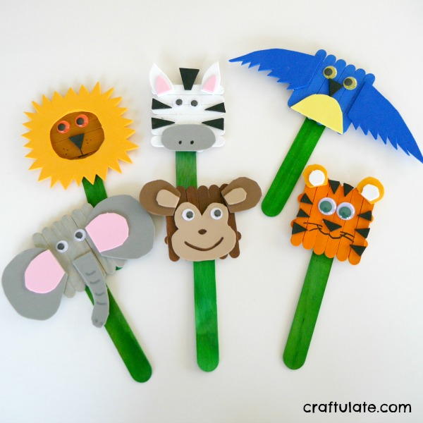 Popsicle Stick Animal DIY Puppet, Crafts