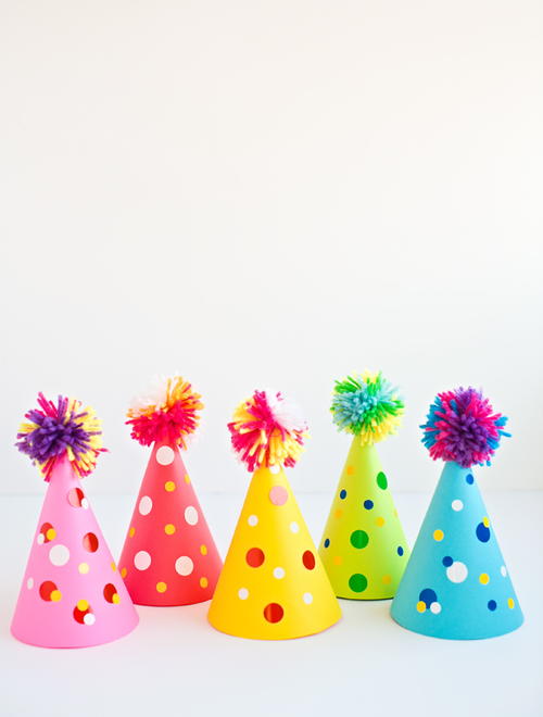 DIY Pom Pom Party Hats