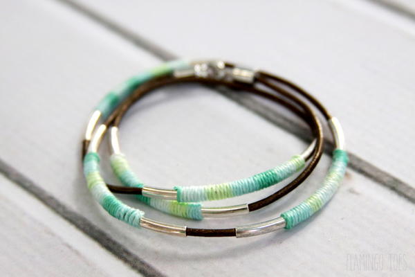 Ombre Thread and Leather Bracelets