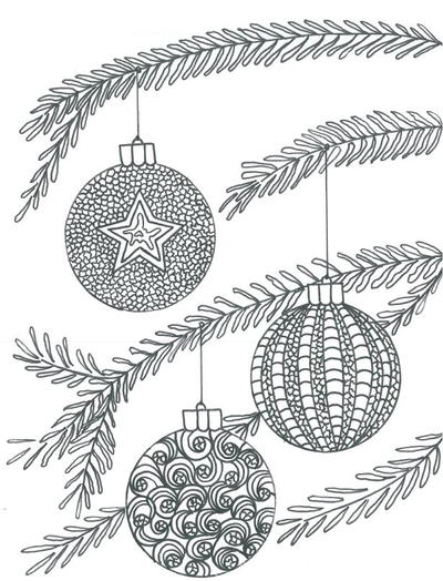 Christmas Baubles Adult Coloring Page