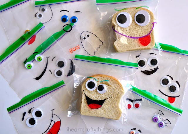 Back to School Silly Face Sandwich Bags