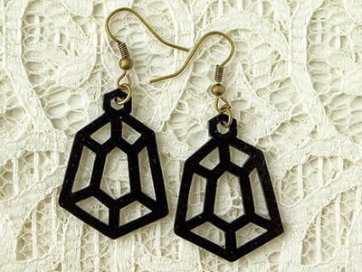Geometric Black Diamond Drop Earrings