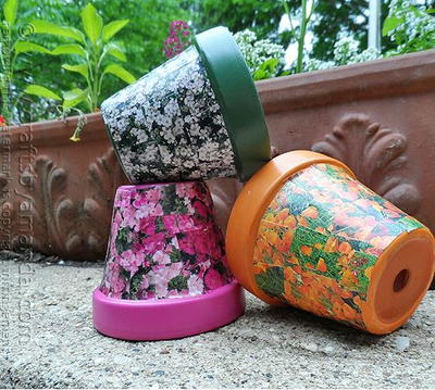 Seed Packet Decoupage Pot Decoration