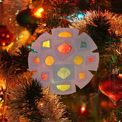 Faux Stained Glass Snowflake Paper Ornament