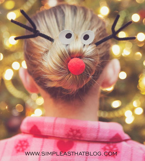 Goofy Rudolph Hair Bun