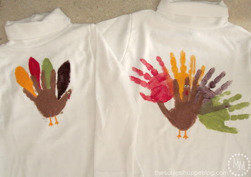 DIY Handprint Turkey Shirts for Kids