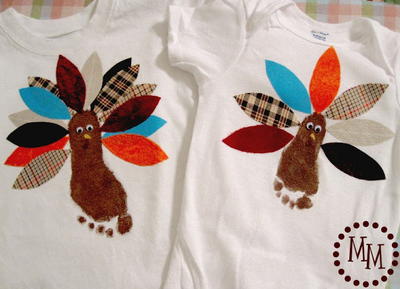 DIY Footprint Turkey Shirts for Kids