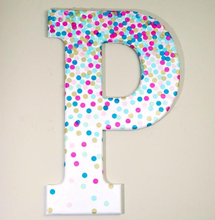 Confetti Covered Letter Wall Art | AllFreePaperCrafts.com