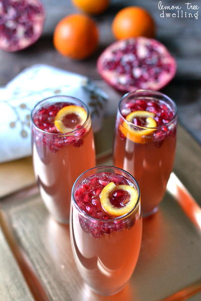 Pomegranate Orange Champagne Cocktail