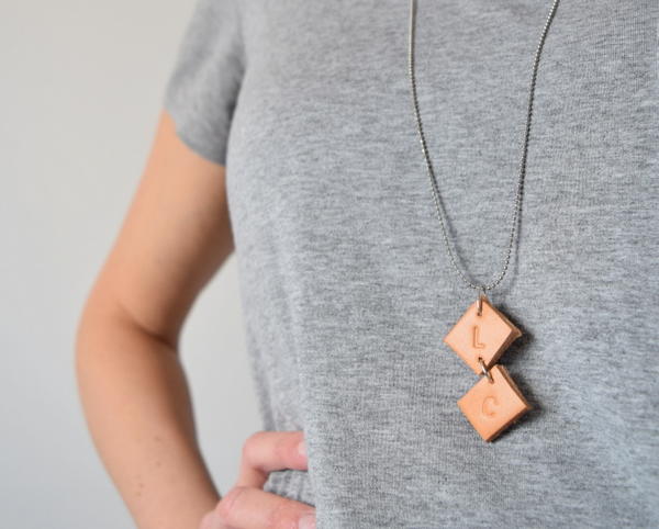 Upcycled Initial Leather Necklace