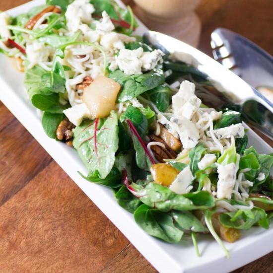 Caramelized Pear, Pecan, Gorgonzola Noodle Salad