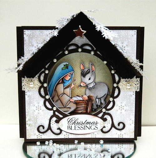 Sweet Nativity Aperture Christmas Card