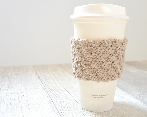 Double Seed Stitch Coffee Cozy