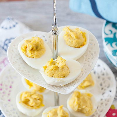 Lightened Deviled Eggs with Relish
