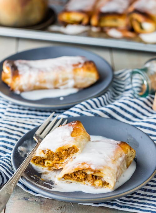 Baked Pumpkin Pie Chimichangas