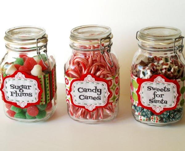 Christmas Candy Jar with Cute Lids, Glass Candy Jars, Candy Buffet  Containers,Cookie Jars for Christmas Decoration