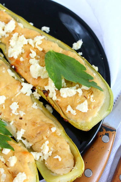 Stuffed Zucchini Boats with Cheese  Garlic