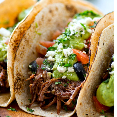 Copycat Chipotle Pulled Beef Tacos with Avocado Crema