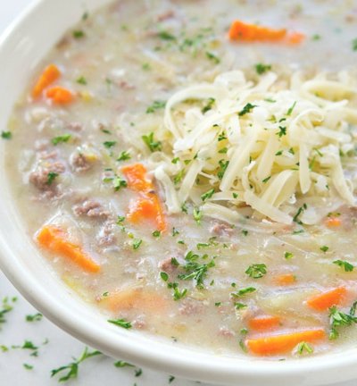 Lighter Slow Cooker Cheeseburger Soup