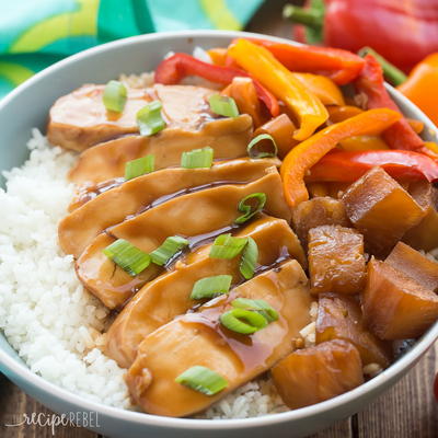 Slow Cooker Hawaiian Chicken Rice Bowls