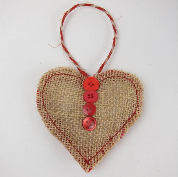 Sweet Burlap Heart Ornament