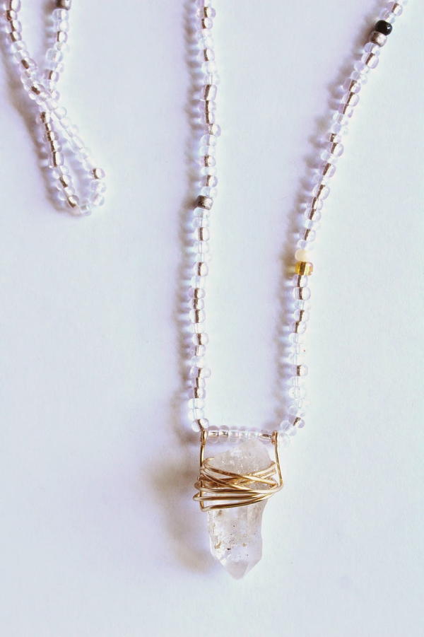 Wire Wrapped Beaded Crystal Necklace