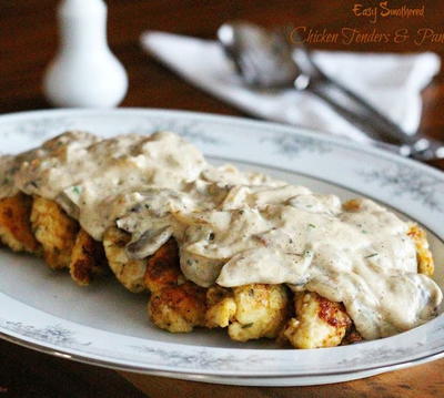 Smothered Chicken Tenders with Pan Gravy