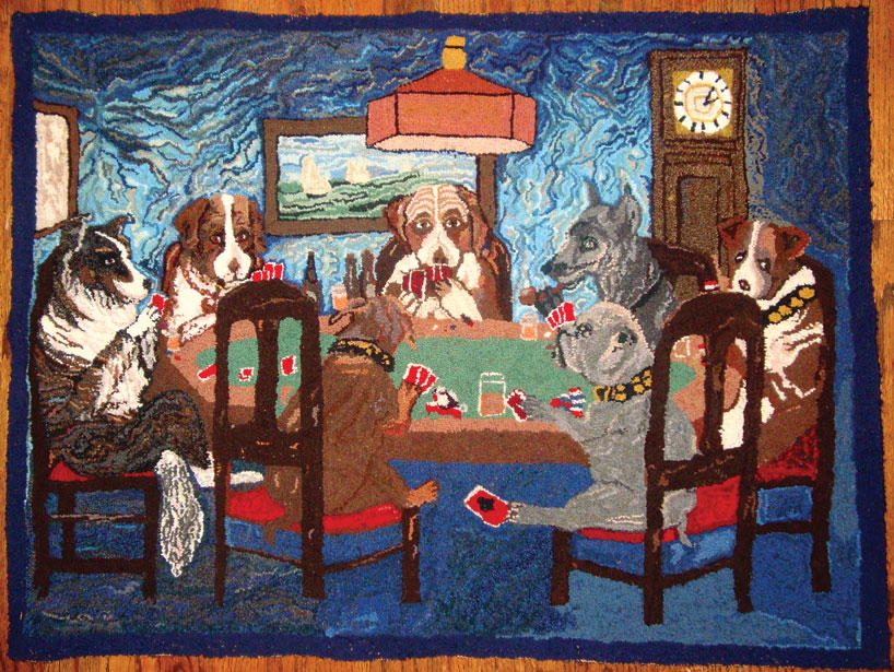 Dogs playing poker online rug