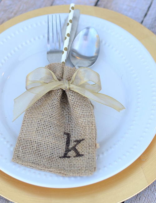 Thanksgiving Burlap Sack Table Decor