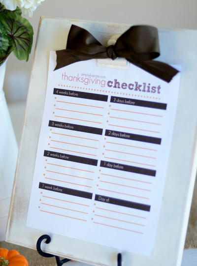 Thanksgiving Checklist Free Printable