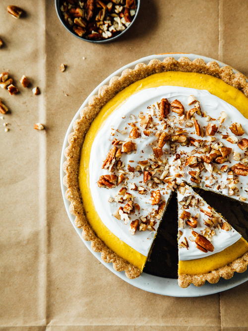 Ginger and Pumpkin Tart with Maple-Pecan Crust