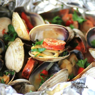 Grilled Clams with Chorizo