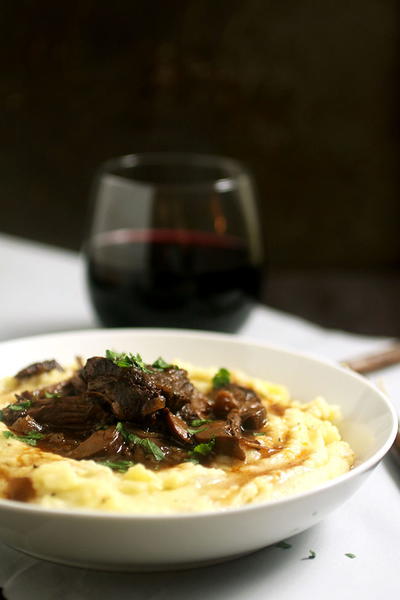 Wine Braised Short Ribs with White Cheddar Mashed Potatoes